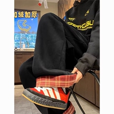 【002】卫裤男女冬式格子拼接毛呢裤百搭宽松长裤A079-A8087-P45，男装休闲裤，电商A079