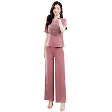 夏季大码女装2024新款时尚阔腿裤显瘦洋气女款套装休闲两件套爆款，女装套装/套裙，梦依杭