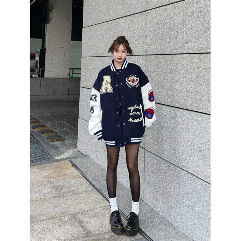 美式高街刺绣棒球服男女春秋潮牌字母情侣外套痞帅夹克LM055-P65,男装夹克,星座1008
