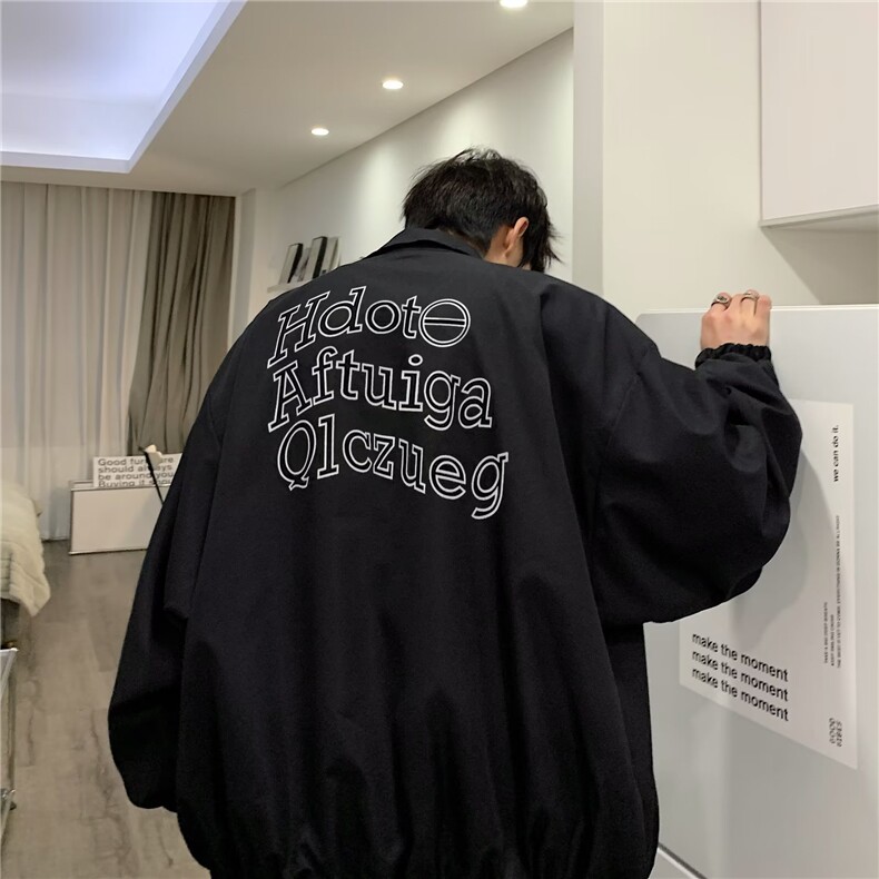 秋装复古夹克港风男潮牌大码宽松休闲运动风外套JK012-P55,男装夹克,星座308B-1