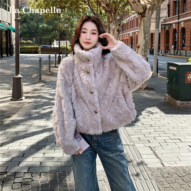新款皮毛一体环保皮草外套女冬季贵气千金感毛毛上衣,女装羊羔毛/颗粒绒,2C030
