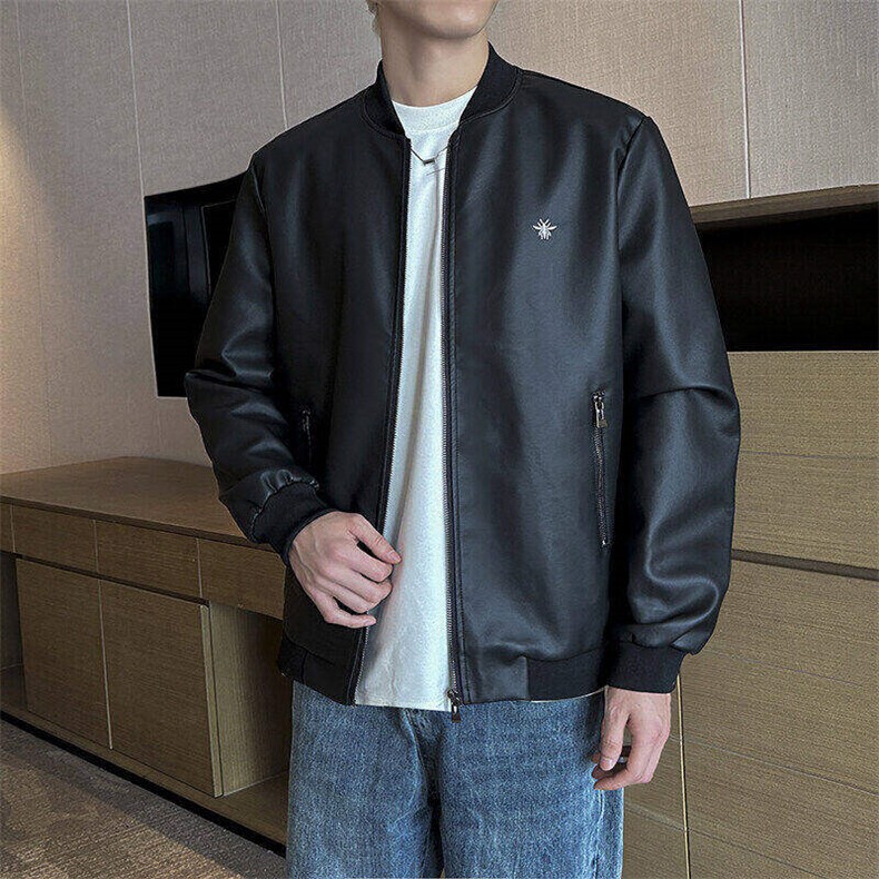 秋冬新品跨境男装PU皮夹克男士潮流修身机车服皮衣男潮流2303-P65,男装夹克,星座1407