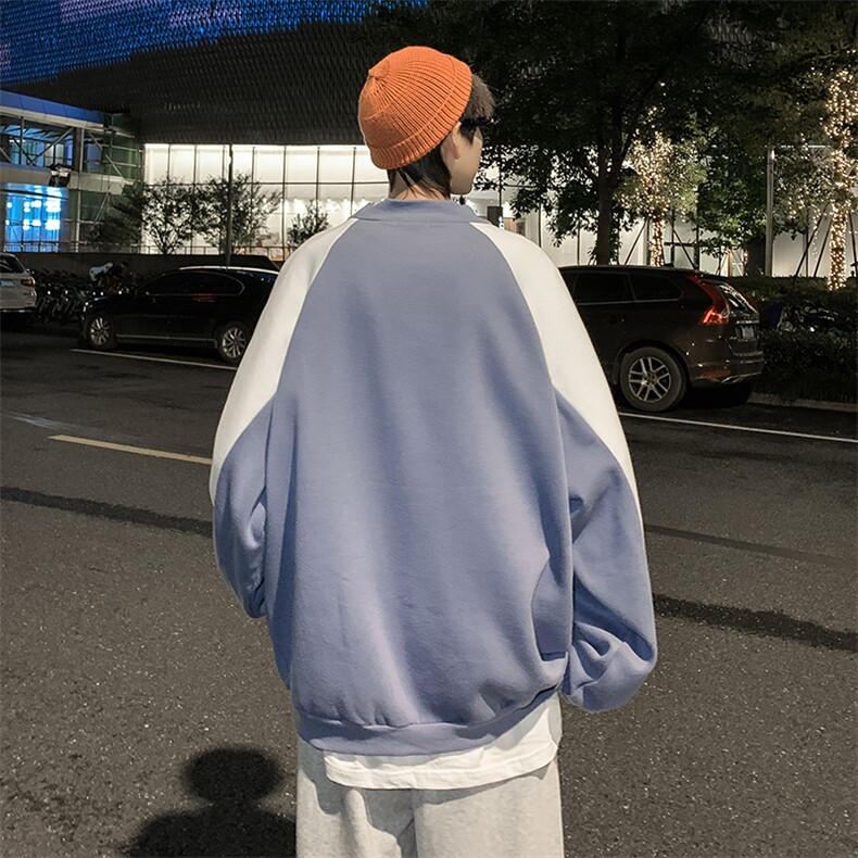 2021秋冬季情侣港风加绒卫衣男宽松圆领休闲大码潮牌长袖P50,男装卫衣,星座410-6（原星座1304-1）