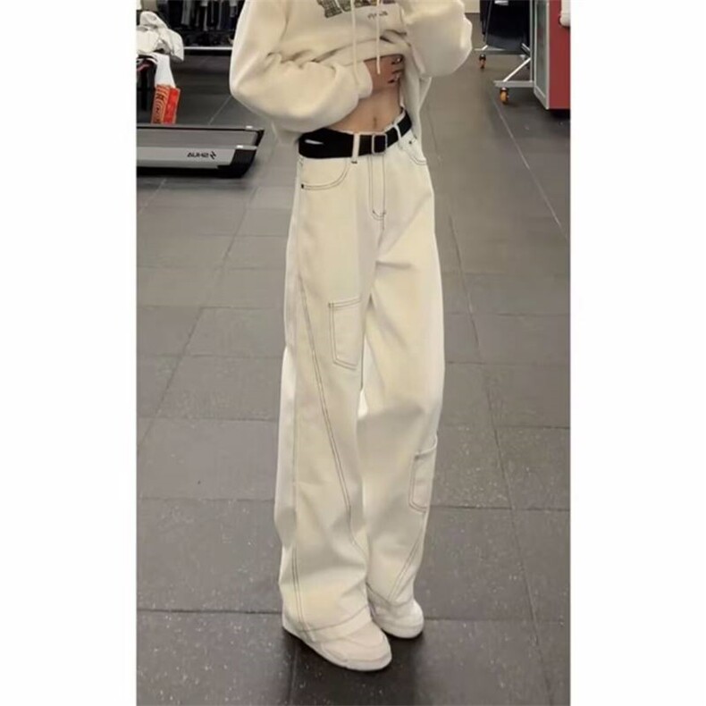 港风潮男春秋季新款2025个性牛仔裤嘻哈潮高街潮流痞帅长裤,男装牛仔裤,四季星座505
