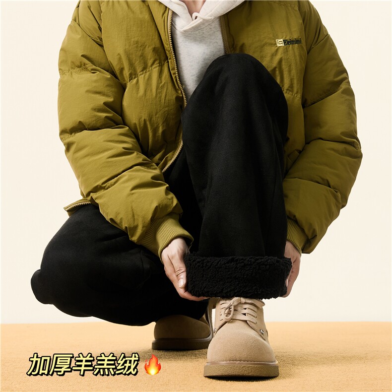 潮牌直筒加绒加厚休闲裤冬季百搭羊羔毛卫裤B315-K5425-P65控78,男装休闲裤,电商B315