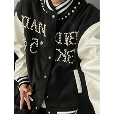 网图有货美式潮牌钉珠棒球服外套男春季宽松品质夹克女A323-P78，男装夹克，星座1505