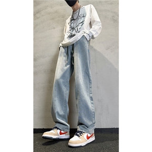 k1086-p55-控78  S-3XL现货折皱宽松cleanfit牛仔裤图片
