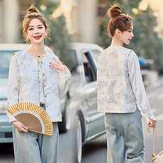 新中式国风马甲女2025春新款超火时髦洋气独特漂亮小香风刺绣背心，女装马甲，微微衣阁