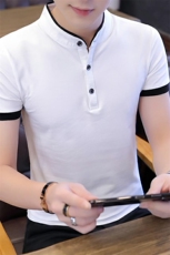 8010-P35男士短袖t恤立领夏季男装2025新款韩版潮流polo衫男，男装Polo衫，电商D310B