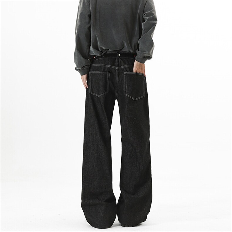 611-DW965-P6588原牛色丹宁A字版型直筒宽松微喇baggy牛仔裤，男装牛仔裤，星座611