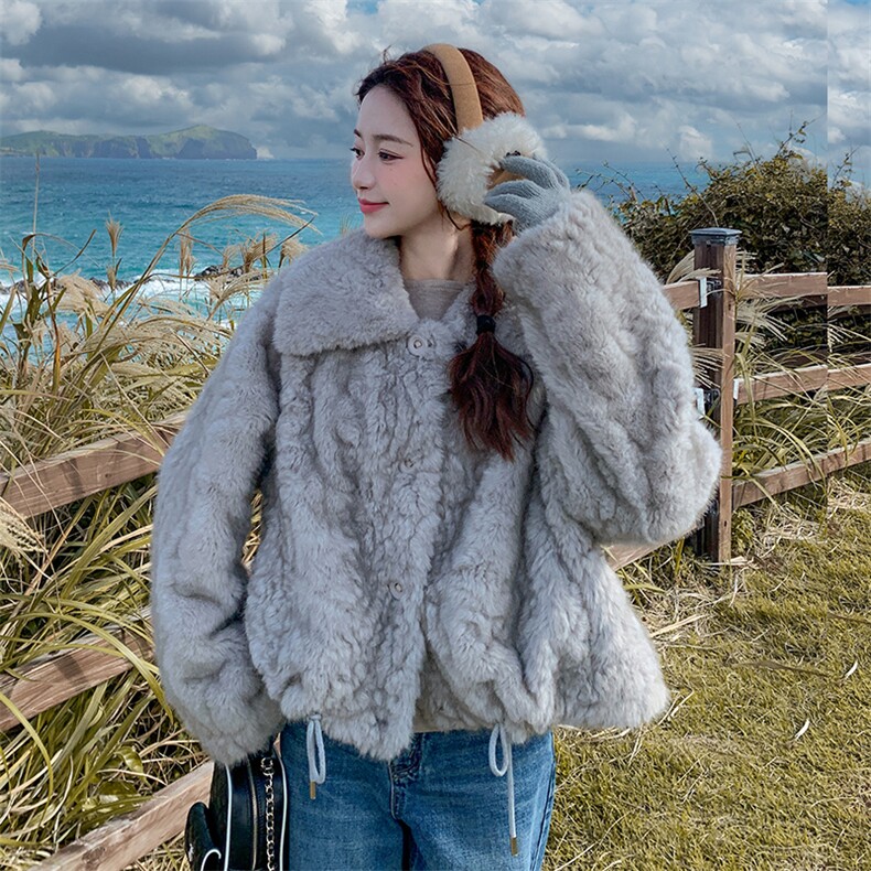 小个子皮毛一体毛毛外套女秋冬季2025新款环保皮草仿水貂毛上衣潮,女装皮草,纯色衣恋