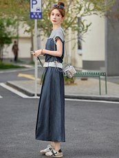 2025夏季新款套装短袖T恤吊带马甲背心半身裙三件套时尚女装，女装套装/套裙，曼娅璐