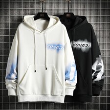 7XL-M挂拍2023春季新款白色连帽卫衣外套男休闲长袖加肥加大码，男装卫衣，钱塘717(原712)
