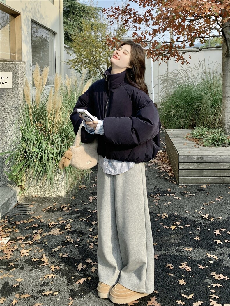 2025冬季新款假两件拼接衬衫立领羽绒服女90白鸭绒保暖韩版休闲风,女装羽绒服,艾米莉亚