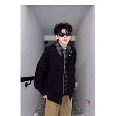 J9984-P70美式复古vintage假两件翻领短款棒球服夹克，男装夹克，星座617A-2