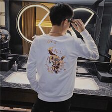 4秋装新款长袖圆领卫衣社会小伙麒麟刺绣个性卫衣C301B-WY04，男装卫衣，电商C301B
