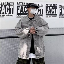 2026美式水洗做旧牛仔夹克ins潮复古设计感情侣外套W017-P47网图，男装夹克，电商B245