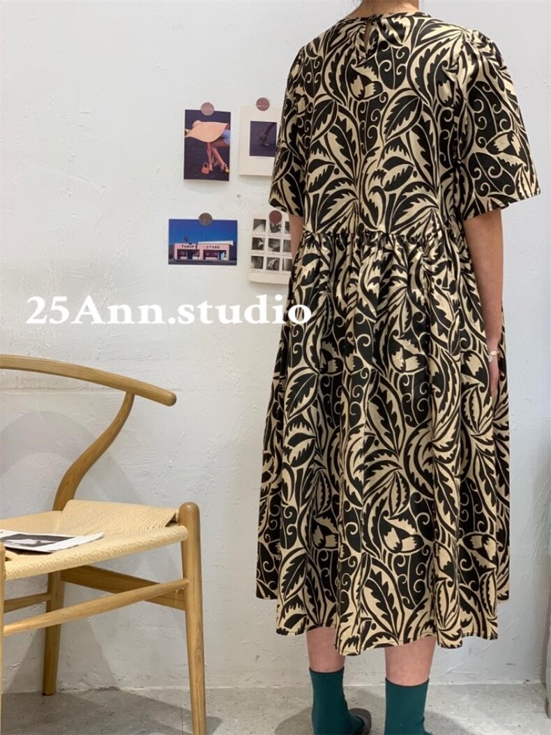 复古图腾连衣裙，女装连衣裙，25Ann·Studio