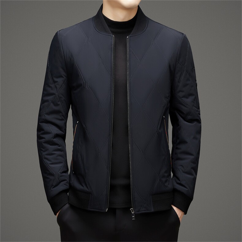 秋冬款休闲立领棒球服中青年棉服简约保暖加厚夹克衫爸爸装棉袄,男装夹克,钱塘6003（原4033）