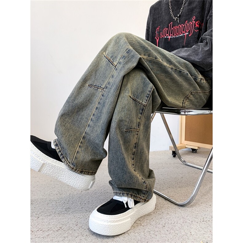 主推款！现货 直筒牛仔裤男宽松水洗做旧长裤A080-6101-P6588图片