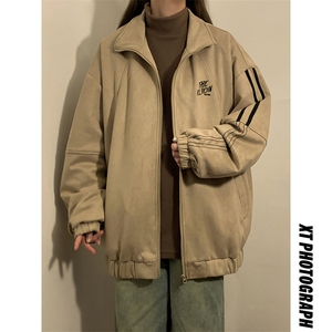 25秋装新款刺绣立领鹿皮绒男夹克外套港风705-1-W8823-P75控108图片