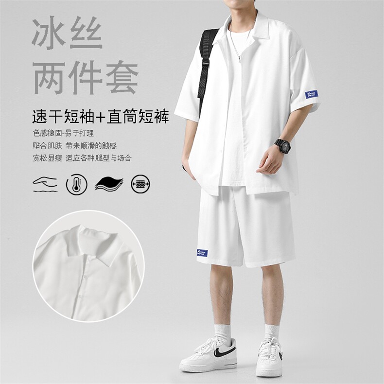 夏季薄款潮牌运动衣服短袖衬衫短裤两件套TZ006-特批-60图片