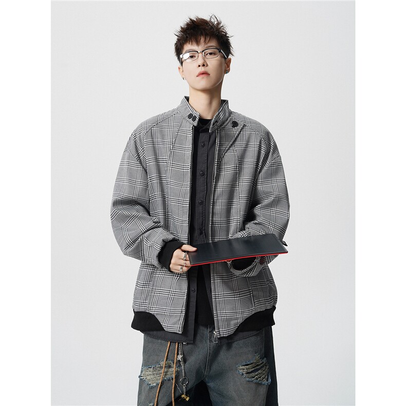JK2565-特P75控14898%聚酯纤维2氨纶设计外套男流拉链皮夹克男,男装夹克,电商B370
