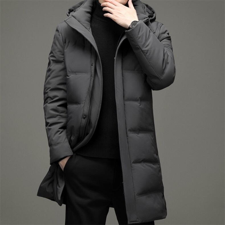 冬季羽绒服男休闲白鸭绒厚款百搭连帽长款羽绒服外套ZG2919-P360图片
