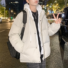情侣棉服冬季新款假两件套棉衣男士外套宽松百搭连帽棉服MY090-60，男装棉衣，星座1402-1
