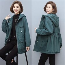 2020冬季新款中长款刺绣加绒加厚派克服连帽保暖舒适外套，女装派克服，独衣靓