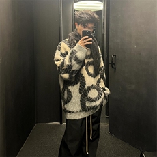慵懒风马海毛绳索图案毛衣款高级感复古针织上衣MY050特P65，男装针织衫/毛衣，星座908-1