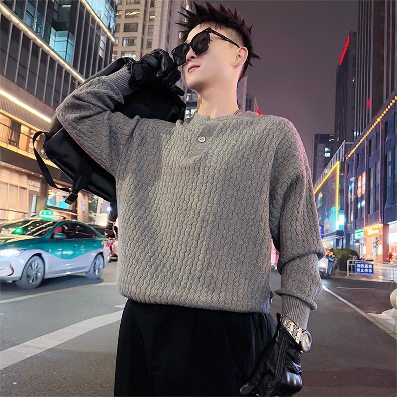 AM330/P98控138秋季社会小伙百搭保暖不过时打底编织V领男灰首，男装T恤，星座305B-1