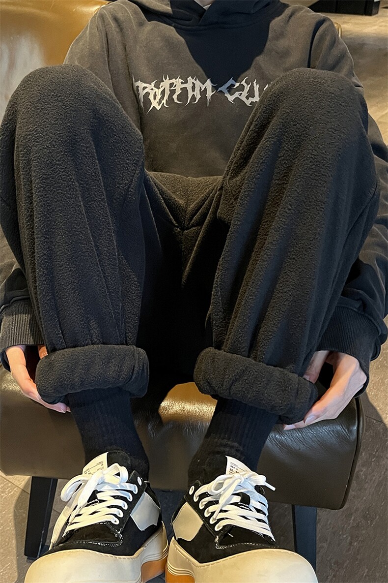 加绒摇粒绒裤子秋冬休闲裤子潮牌束脚裤715-6-K371特P35(限价58),男装休闲裤,星座715-6