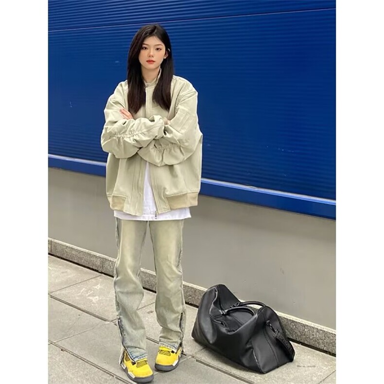 飞行员夹克外套男秋季纯色日系cityboy潮牌痞帅美式高街风棒球服,男装夹克,星座1008