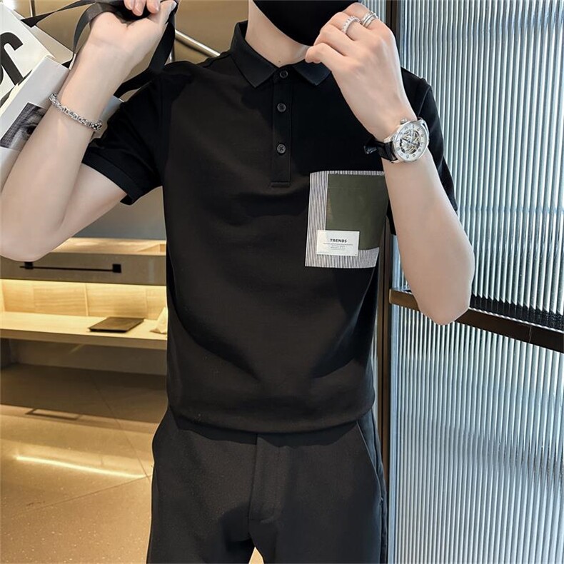 2026夏季口袋设计大码短袖T恤翻领时尚Polo衫T0234-P48,男装T恤,电商D342