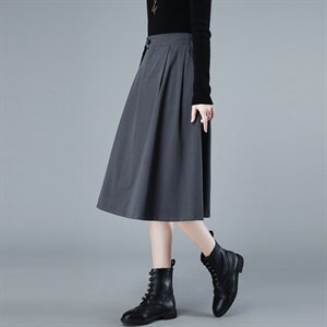 2021秋冬新品纯色纯棉休闲半身裙304款,女装半身裙,秋牧寒烟