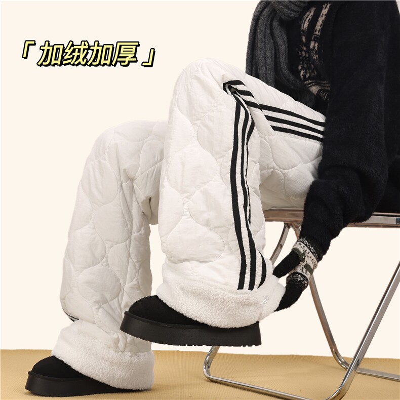 冬季新款美式条纹葫芦格设计加绒外穿棉裤B315-K25905JR-p65控89，男装棉裤，电商B315