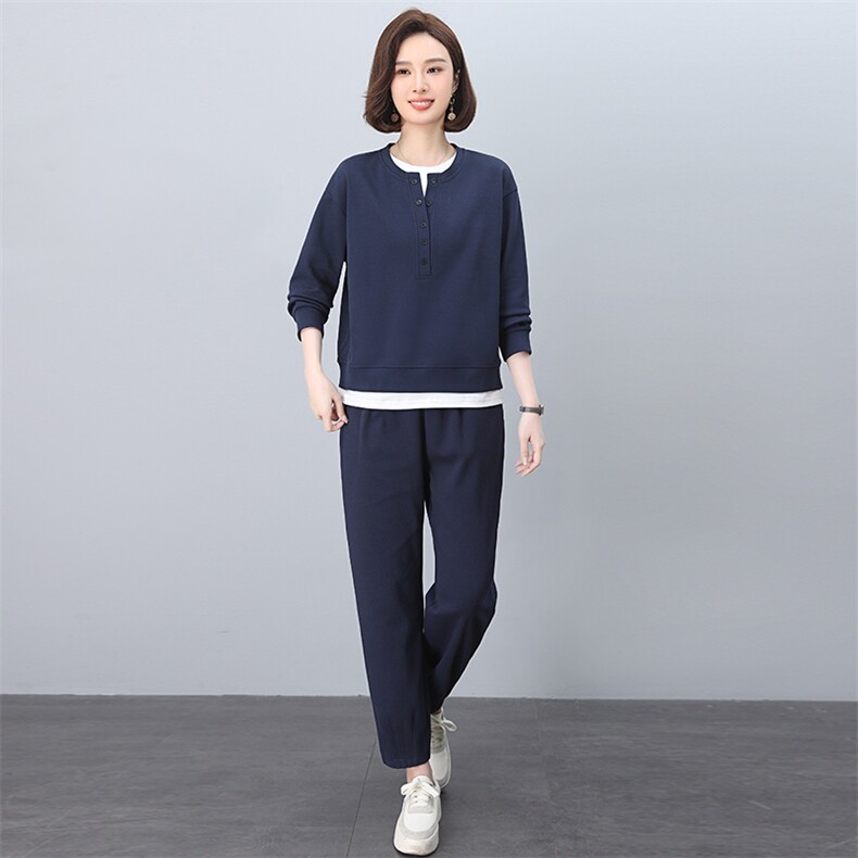 休闲运动套装女2025年春装新款减龄妈妈装卫衣两件套,女装套装/套裙,忆绮罗