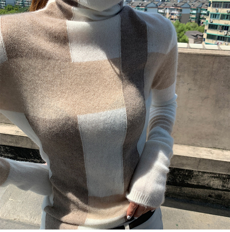 堆堆领羊绒衫女秋冬新款高领修身显瘦毛衣针织打底羊毛衫,针织衫/毛衣,雪真羊绒