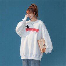 中性风2022设计感十字架字母印花圆领套头情侣卫衣W182p30控48-，男装卫衣，A247A