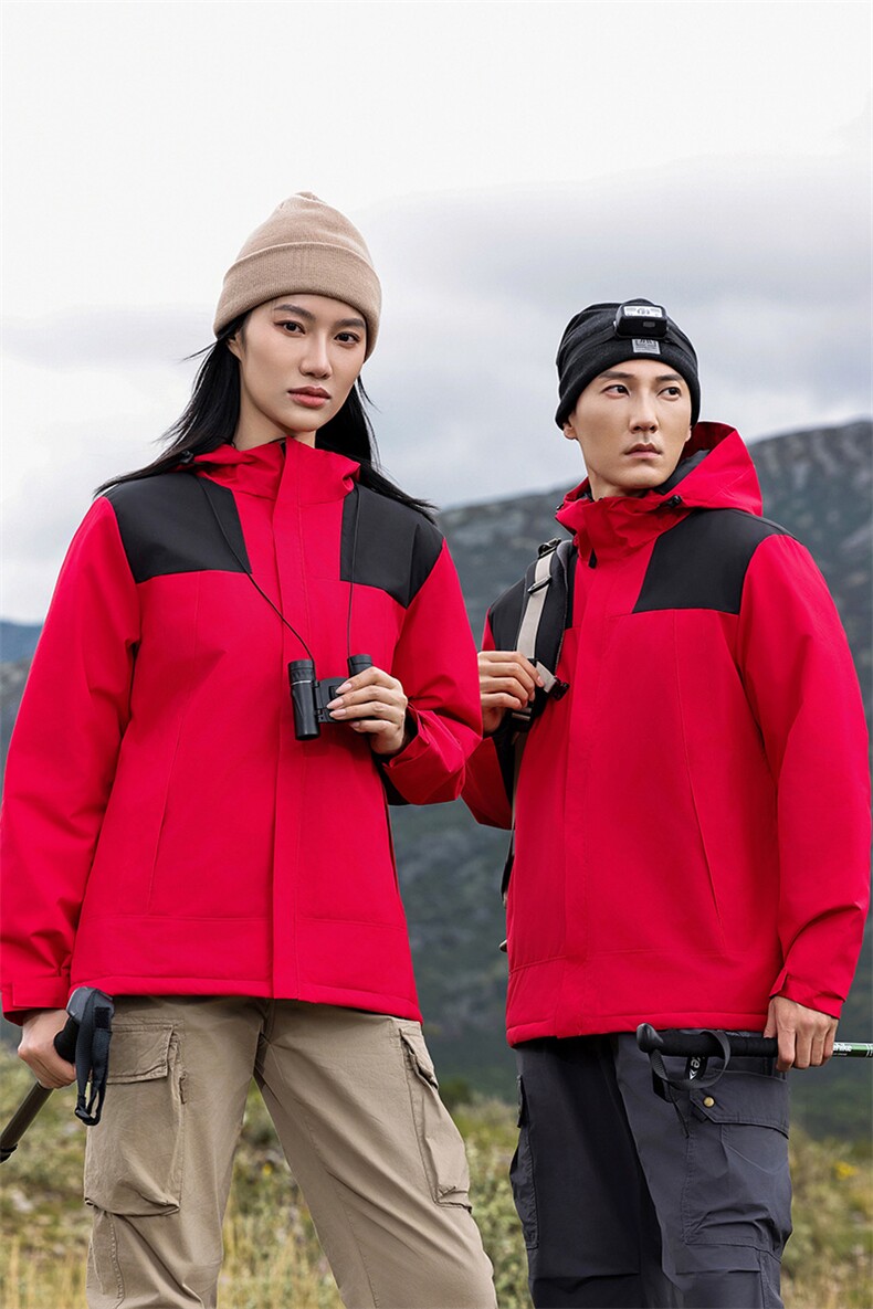 户外秋冬季加绒加厚冲锋衣防水防风滑雪服登山服情侣中长款外套,女装短外套,衫都服饰