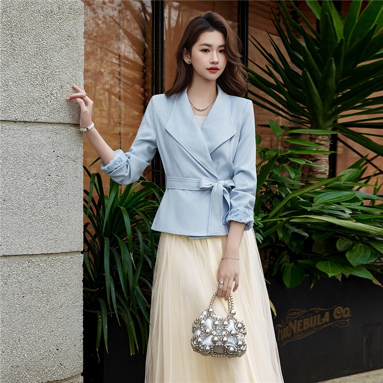 现货2026春装新款时尚气质潮流女小外套蕾丝半裙套装通用两件套,女装套装/套裙,艾贝斯