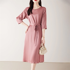 夏季高级感小众设计长裙子高冷御姐风法式气质显瘦收腰连衣裙，女装连衣裙，亿美羊绒