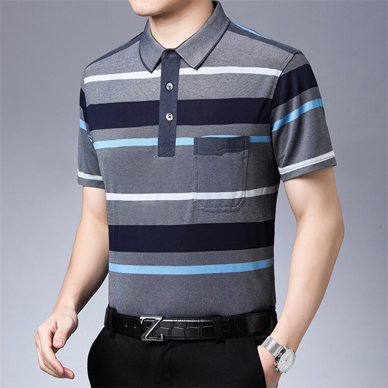 百搭时尚polo男士短袖上衣条纹夏季宽松中年潮流T恤HM1501-P60,男装Polo衫,星座1105-3
