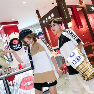 1702-HT015新款青年情侣体恤时尚日系男女短袖LPWv图片