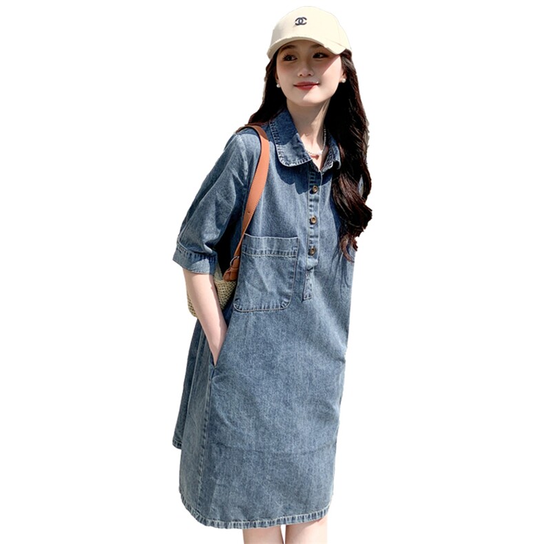 《现货新品》港风牛仔翻领宽松连衣裙,女装连衣裙,MQ
