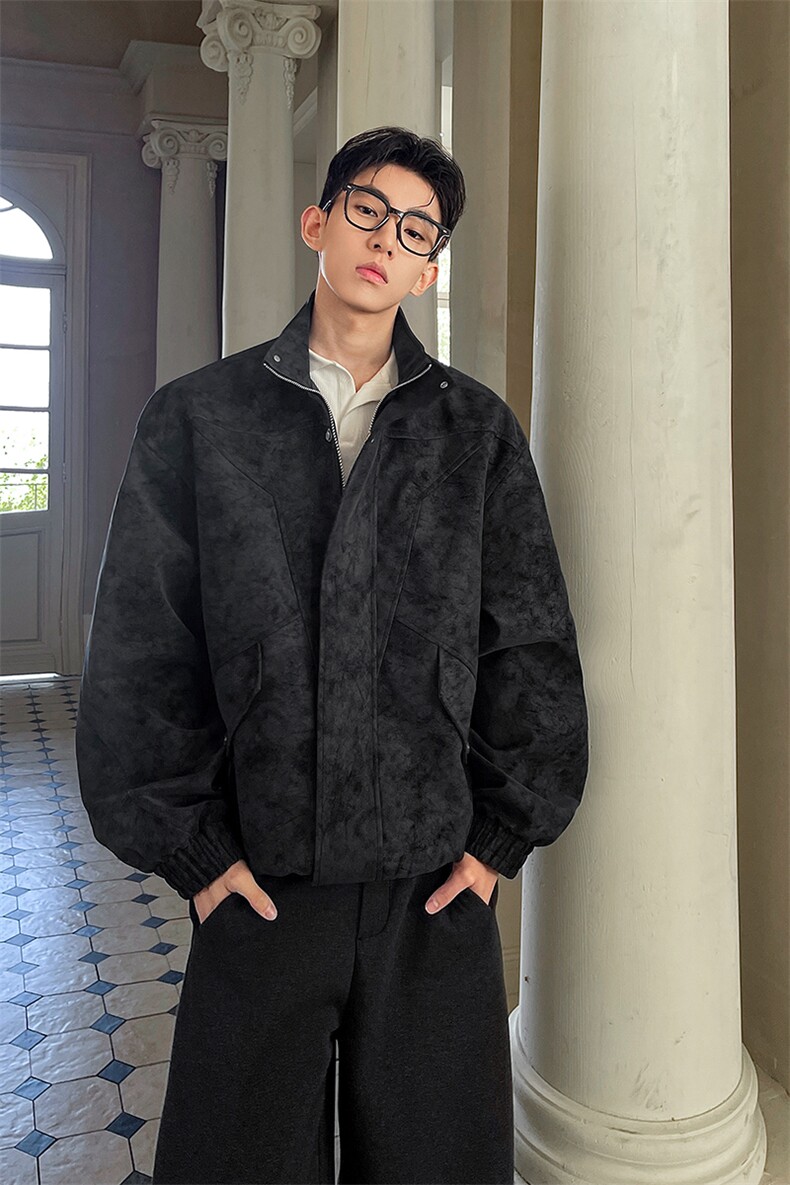 春季男士潮流正肩夹克扎染立领复古上衣外套女C61322-TP70138,男装夹克,电商A102