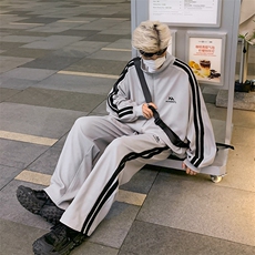 XZ301ATZ07港风撞色条纹学生休闲套装上衣P68控88裤子P50控68，男装休闲套装，星座301A