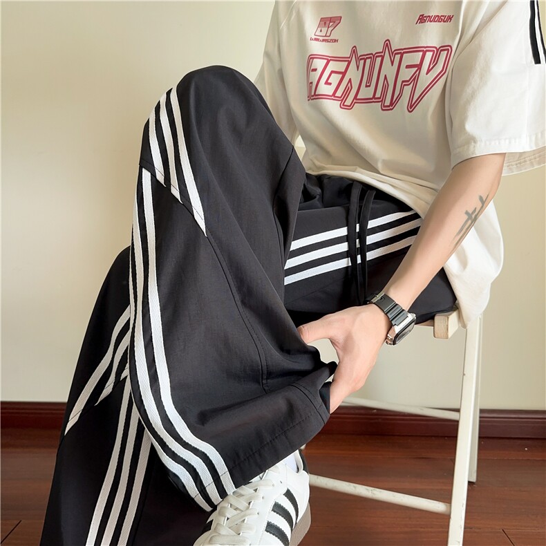抖音品质美式条纹设计宽松薄款速干休闲裤B315-K25462-特p35控68,男装休闲裤,电商B315