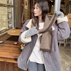 暗紫色羊羔毛外套派克服女冬季小个子中长款棉衣棉袄，女装棉衣/棉服，2C120